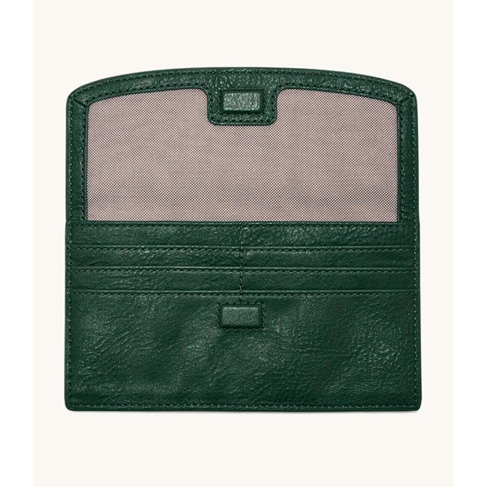 S Fossil Sage Green Leather Suede Crossbody Double-Zip SLG1322366 NWT Alligator - Picture 7 of 13